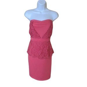 Pink Strapless Pepum Dress NEW NWT